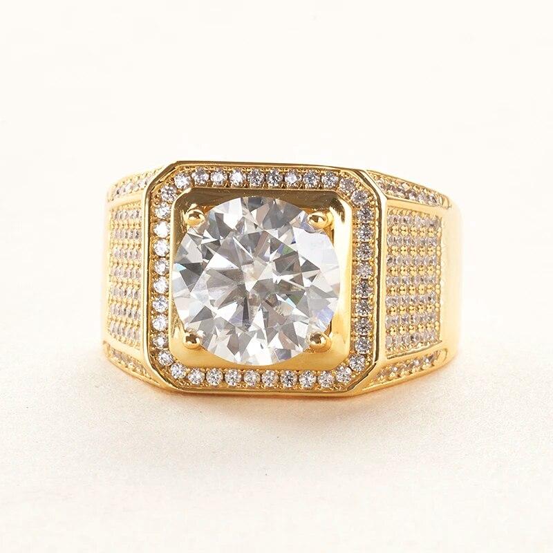 Bague Ringen Súprava zo sterlingového striebra S925 s 2CT moissanitom Nový kreatívny dominantný pánsky hviezdicový prsteň