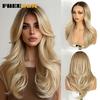 FREEDOM Layered Synthetic Lace Front Wigs For Women 20 Inch Ombre Blonde Wavy 6X4 Pre Plucked Wear And Go Glueless Lace Wigs