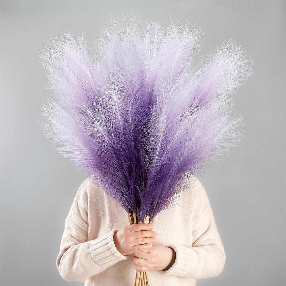 10pcs Artificial Boho Flower Faux Pampas Grass Fake Fluffy Reed Wedding Flower Arrangement Decorations Home Room Decor Flowers