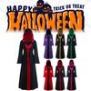 Halloween Lady Witch Hooded Loose Skirt V Neck Long Sleeves Performance Costume
