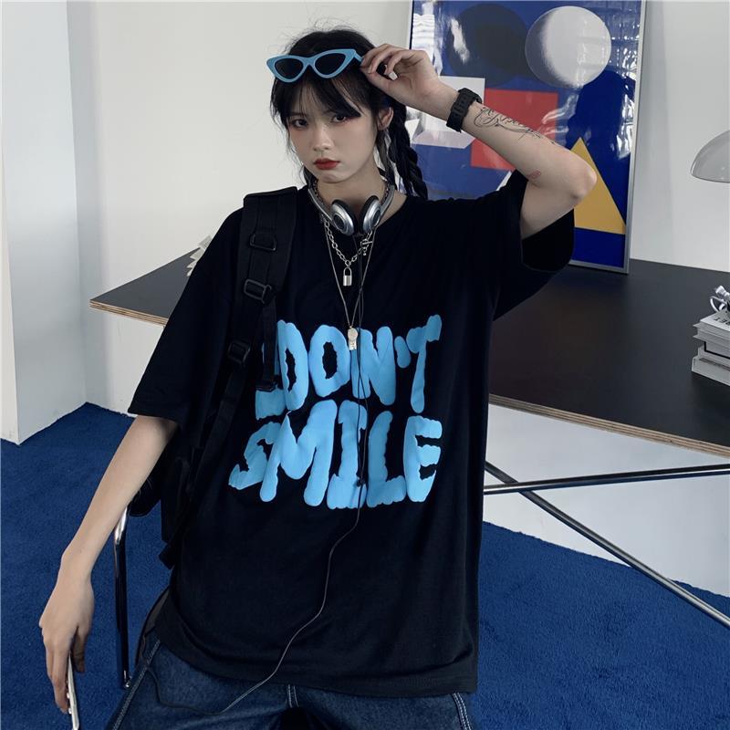 100% Cotton T-shirt Summer Letter Print T Shirt for Women Clothes Harajuku Oversized T-shirts Y2k Tops Hip Hop Streetwear