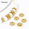 18K Gold Plated Brass Snowflake Bead End Caps,Inlaid Zircon Flower Bead Caps For DIY Bracelet Necklace Making Supplies Findings
