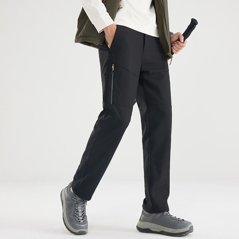 Mens Softshell Outdoor Pants With Fleece Lining Windproof Waterproof Hiking Climbing Trousers Winter