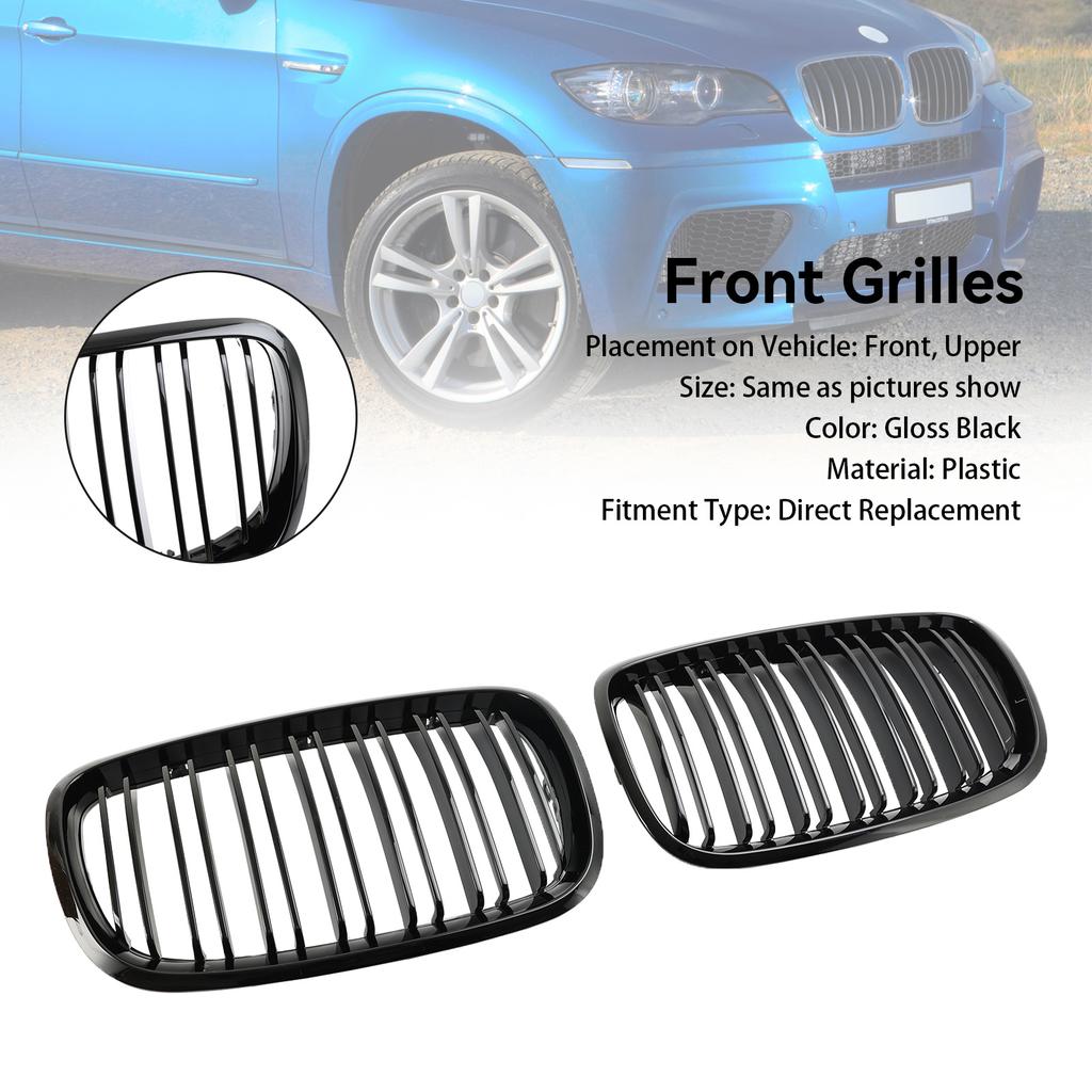 Front Bumper Kidney Grille Grill Fit BMW X5 E70 X6 E71 2007-2013 Gloss Black