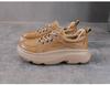 Women's Genuine Leather Retro Lace-Up Sneakers with Thick Soles - Spring Casual Cowhide Loafers