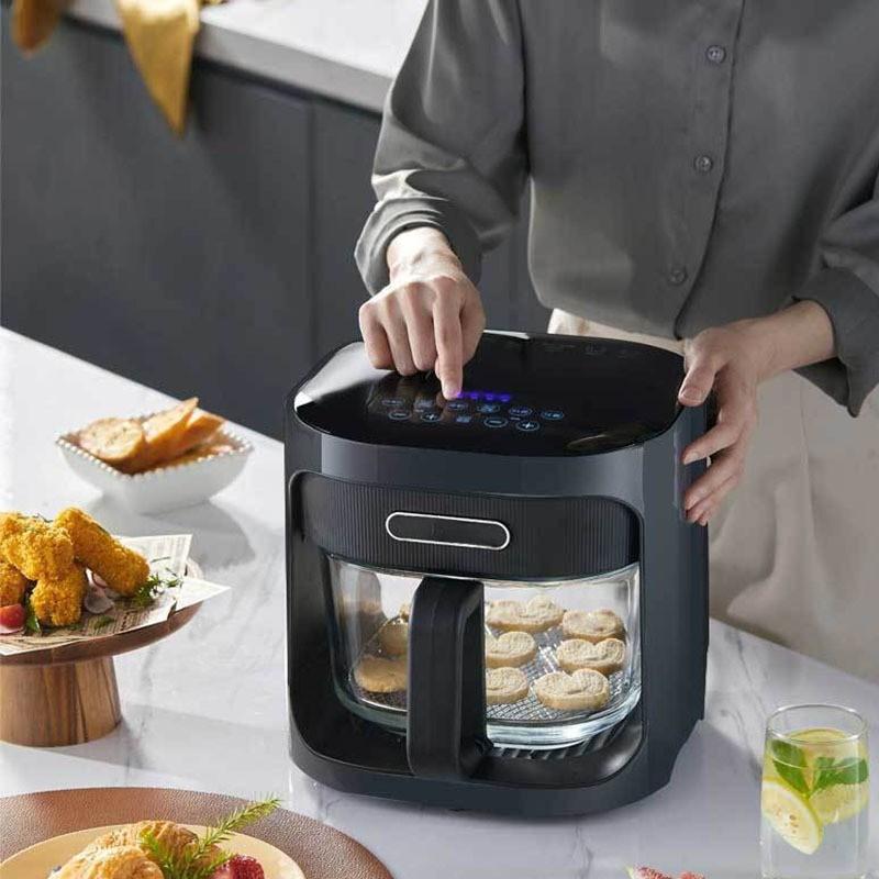 6L Large Capacity Air Fryer LED Digital Touch Screen Electric Fryer Multi-function Visible Window Kitchen Cooking Appliance