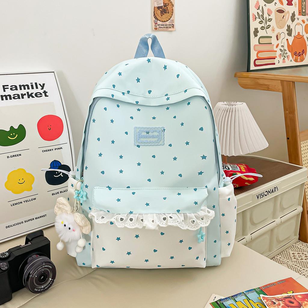 Schoolbag New Girl Lace Backpack Women's New Spring and Summer Student Schoolbag Large Capacity Cute High Value Backpack