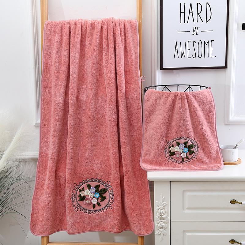 Mirror Flower High-density Coral Fleece Towel Bath Towel Mother Towel Home Face Towel Soft and Absorbent