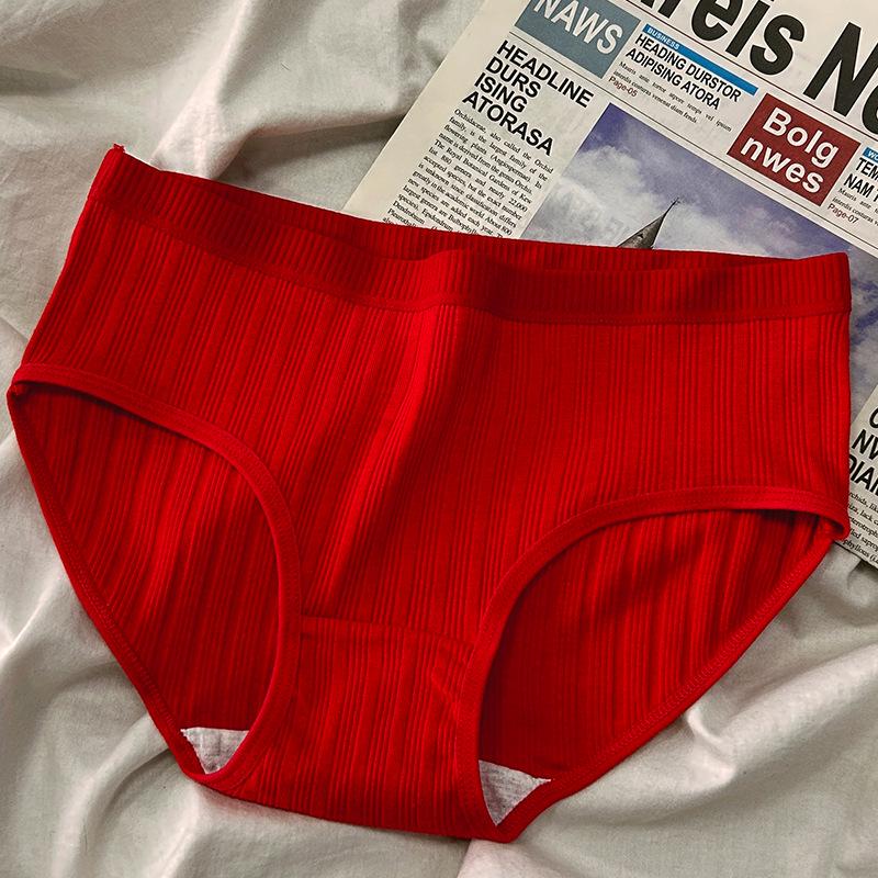 

Бавовняні трусики із середньою посадкою в японському стилі - Дихаючі, сексуальні, великих розмірів смугасті труси для жінок та дівчат XL червоний