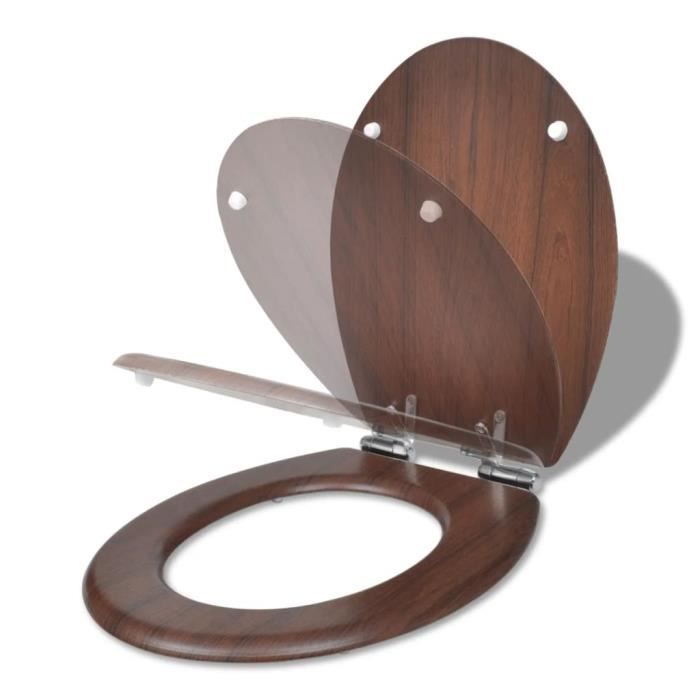 VidaXL Siège de toilette MDF Couvercle à fermeture en douceur Marron