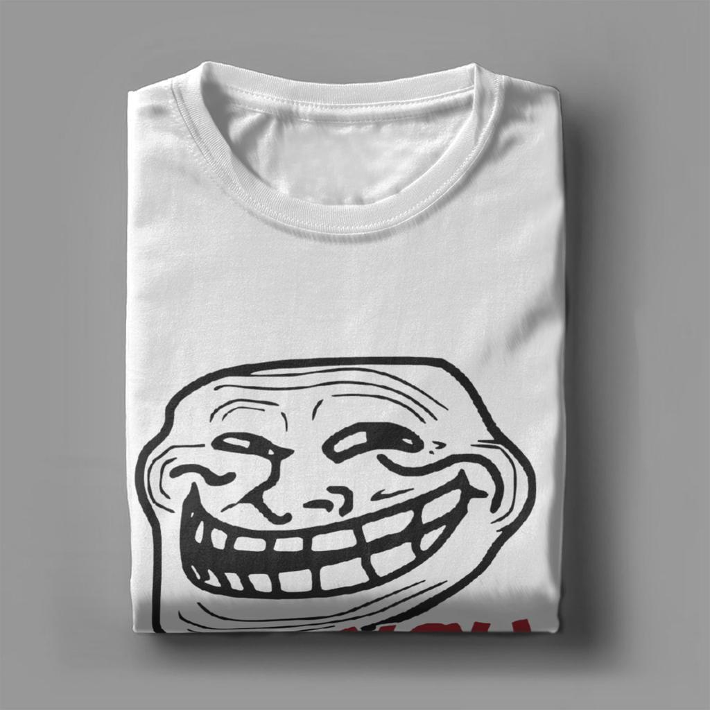 Men's T-Shirt You Mad Troll Face Memes Novelty Cotton Tee Shirt Short Sleeve Funny Humor T Shirt Crew Neck Tops Birthday Gift