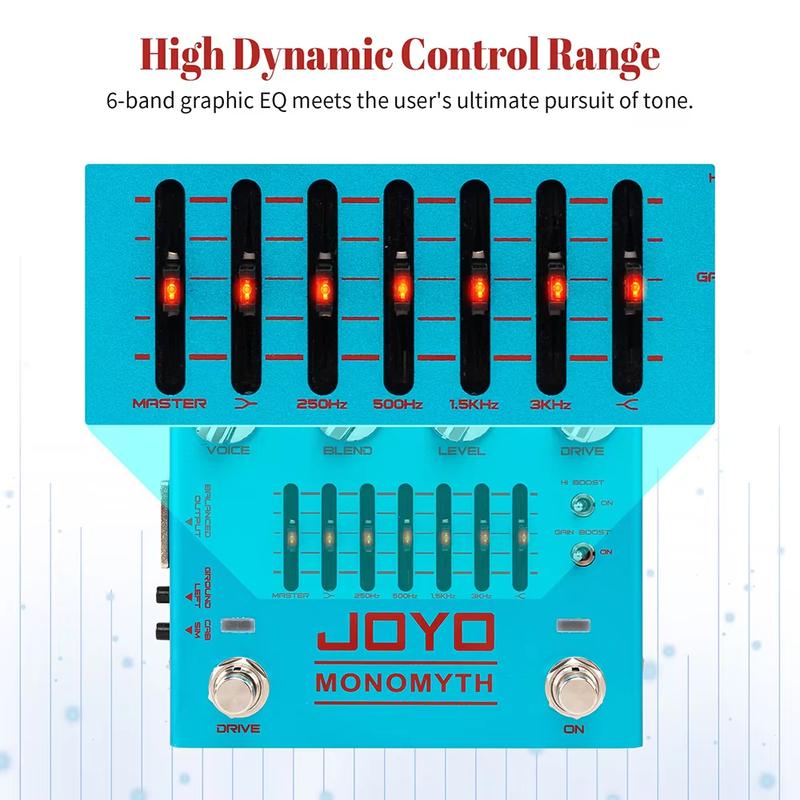 JOYO R-26 Monomyth Bass Preamp Electric Effect Pedal 6-band Graphic EQ Control Real Amplifier Tone Simulation Bass Pedal