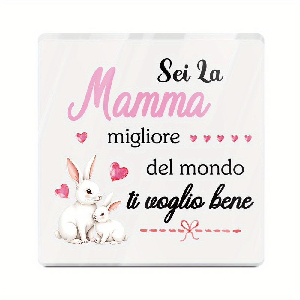 1pc Italian Acrylic Sign Table Decor,  You Are the Best Mom in the World, I Love You,   Desktop Decoration for Home Farmhouse Living Room 10*10cm