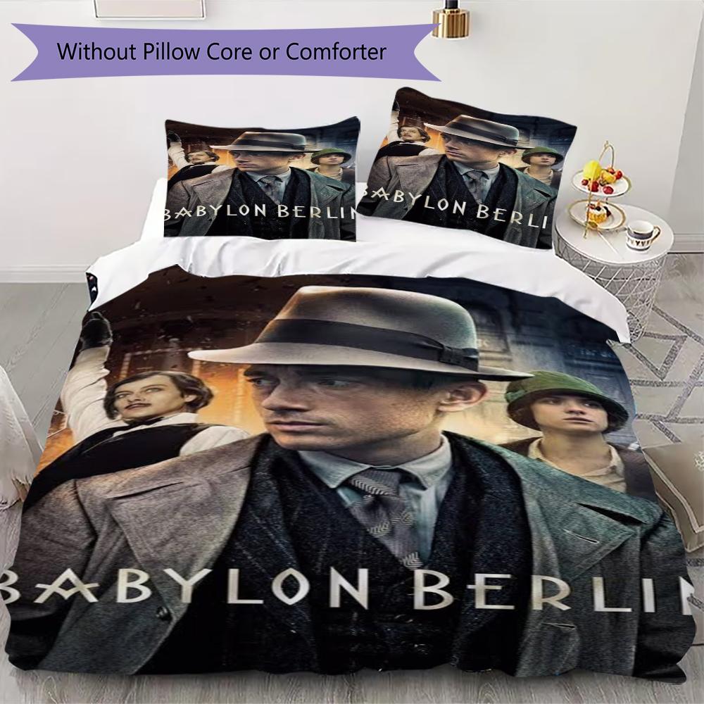 Babylon Berlin Pattern Bedding,Quilt Set Quilt Cover Pillowcase Home Birthday Gift(1 * Duvet Cover + 2 * Pillowcase, Without Core)_lx