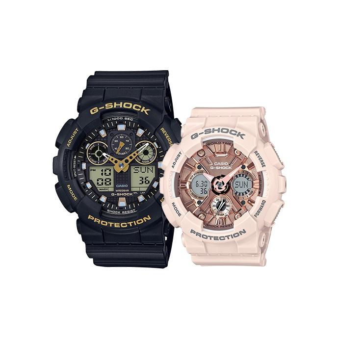 CASIO Unisex Pair Table Series Gray Watch GA-100GBX-1A9PR+GMA-S120MF4APR Regular Watch Box