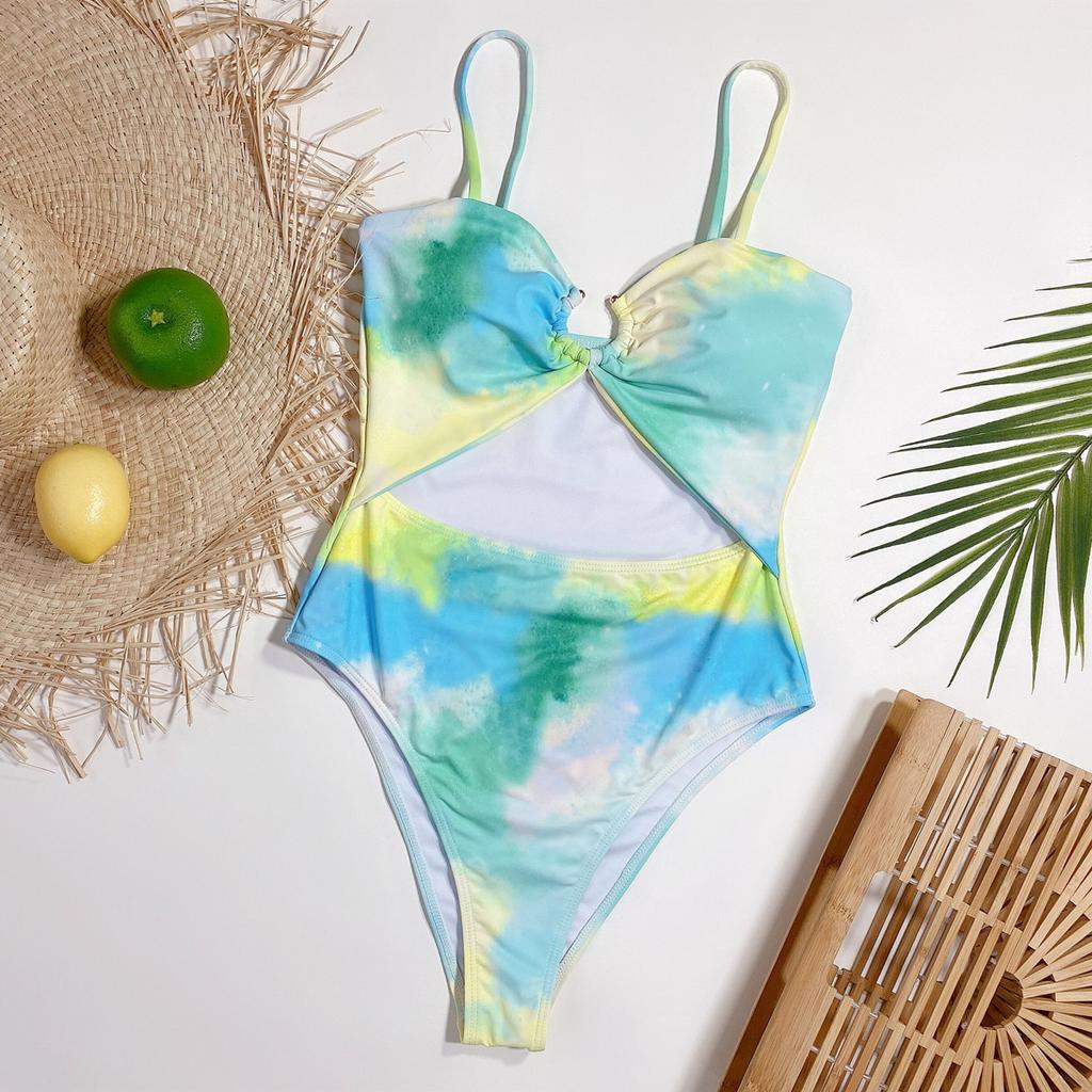 Sexy Röhrenoberteil-Badeanzug für Damen mit Ausschnitt und Batikmuster