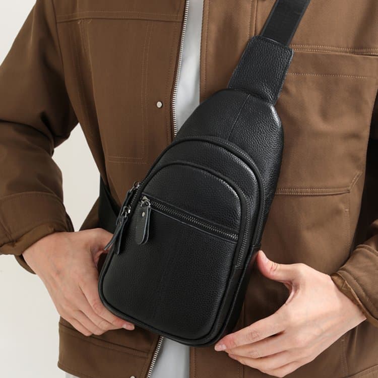 Men's Lychee Pattern Casual Breast Bag