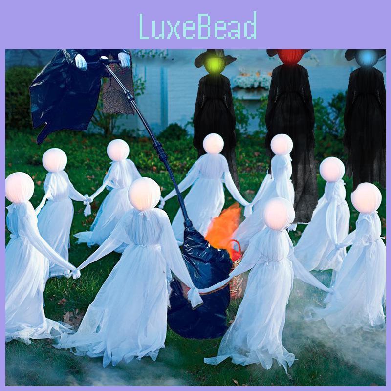 Enchanting Halloween Colorful Glowing Three Handheld Witches White Witch Ghost Decoration