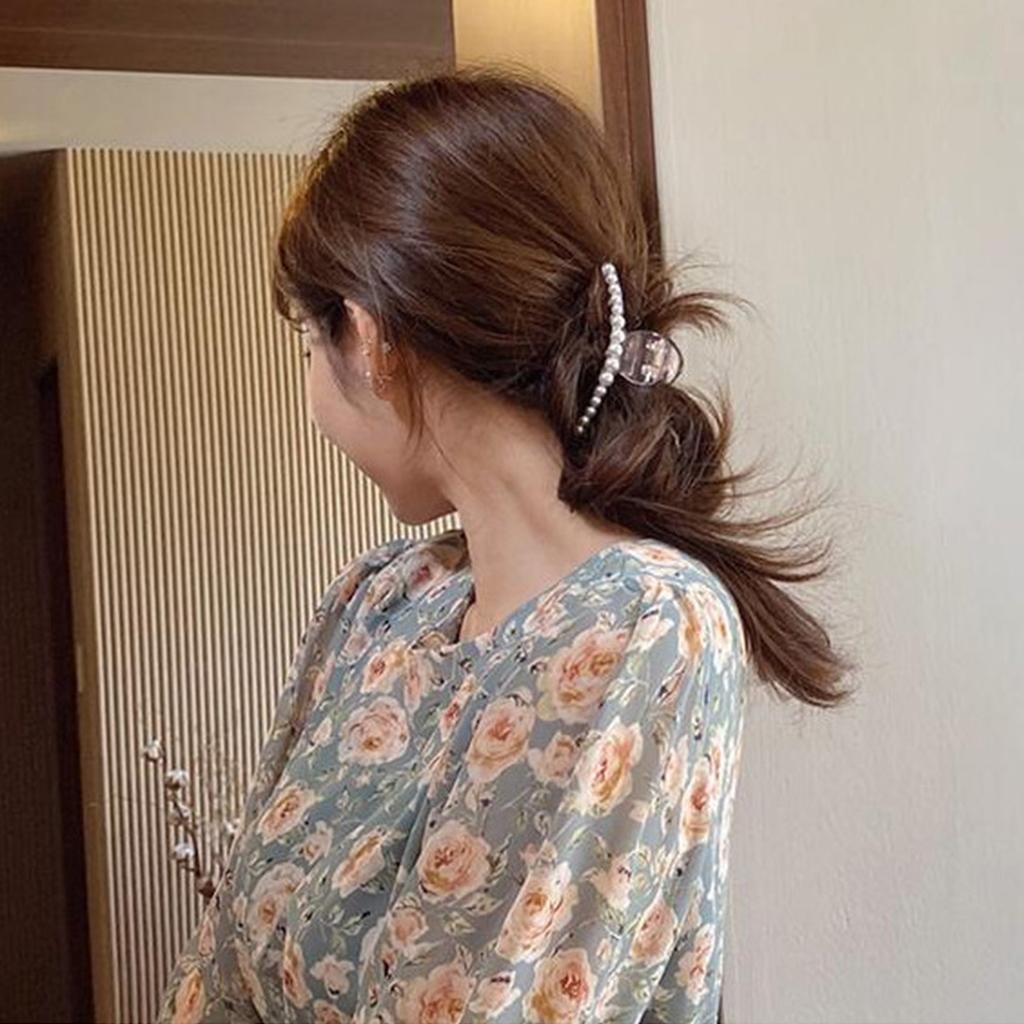 Women Hair Claw Clip with Pearls Versatile Temperament Hair Accessories Headpiece for Thin Thick Long Short Hair