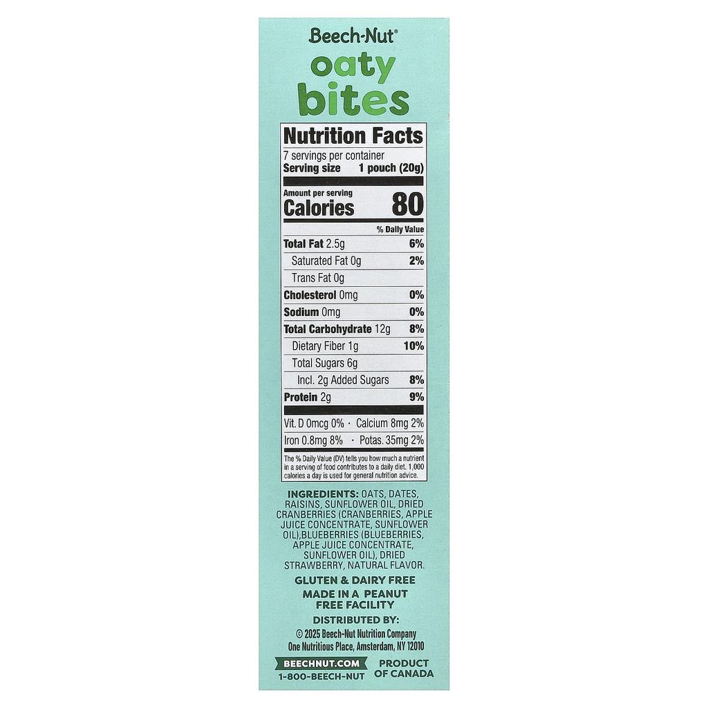 Beech-Nut Oaty Bites, First Teeth, Mixed Berry, 7 Pouches, 20g (0.7oz) Each