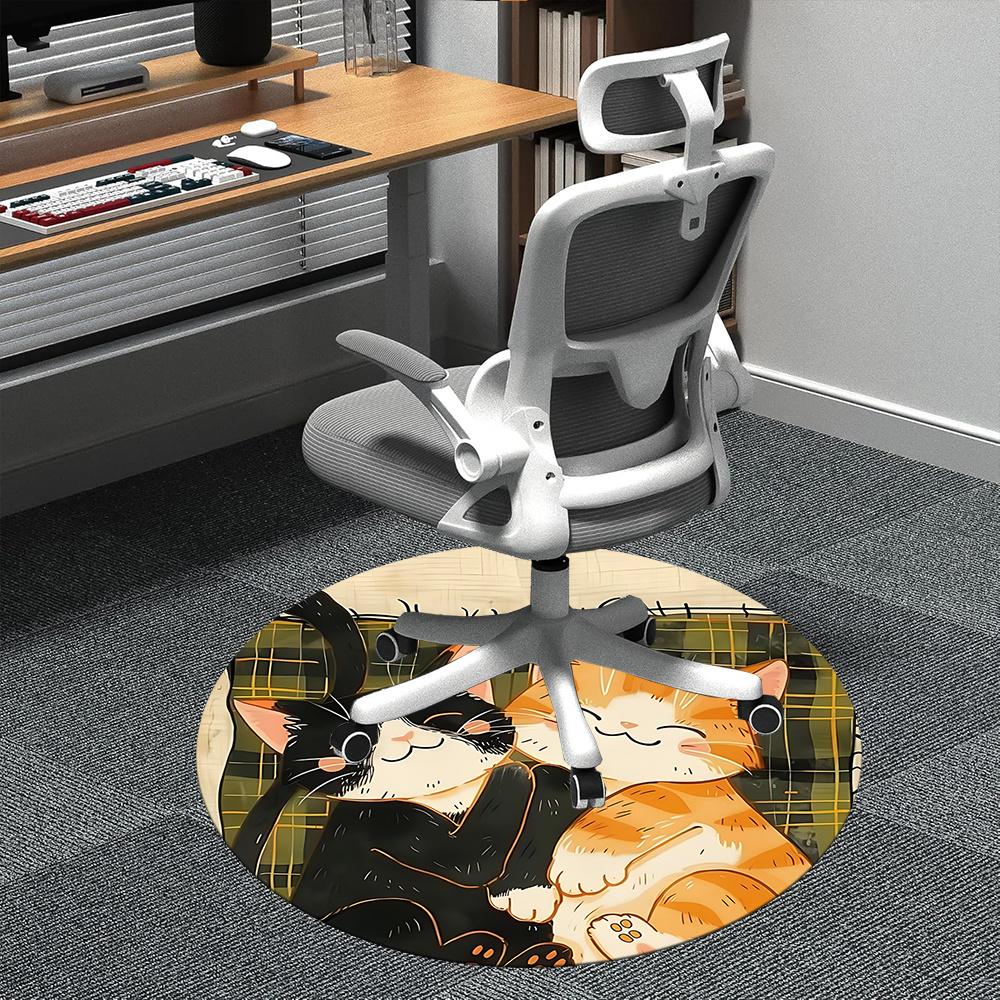 

1pc Plaid Cats Office Round Area Rug, Indoor Mat Suitable ForOffice, Under Office Chairs Bedroom Living Room Home Decor, Room Deco q082 80cm by 80cm