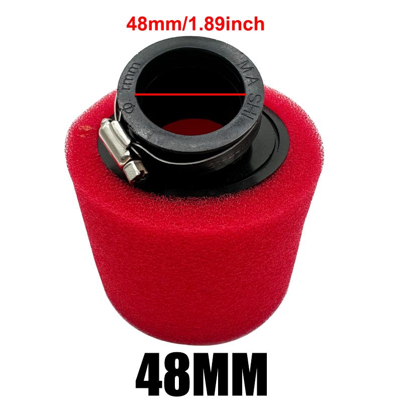 

35/38-40/42/45/48mm Bent Head Foam Air Filter Sponge Cleaner Clamp-on Moped Scooter 110/125/150/250cc Dirt Pit Bike Motorcycle 48mm Red Bent Head