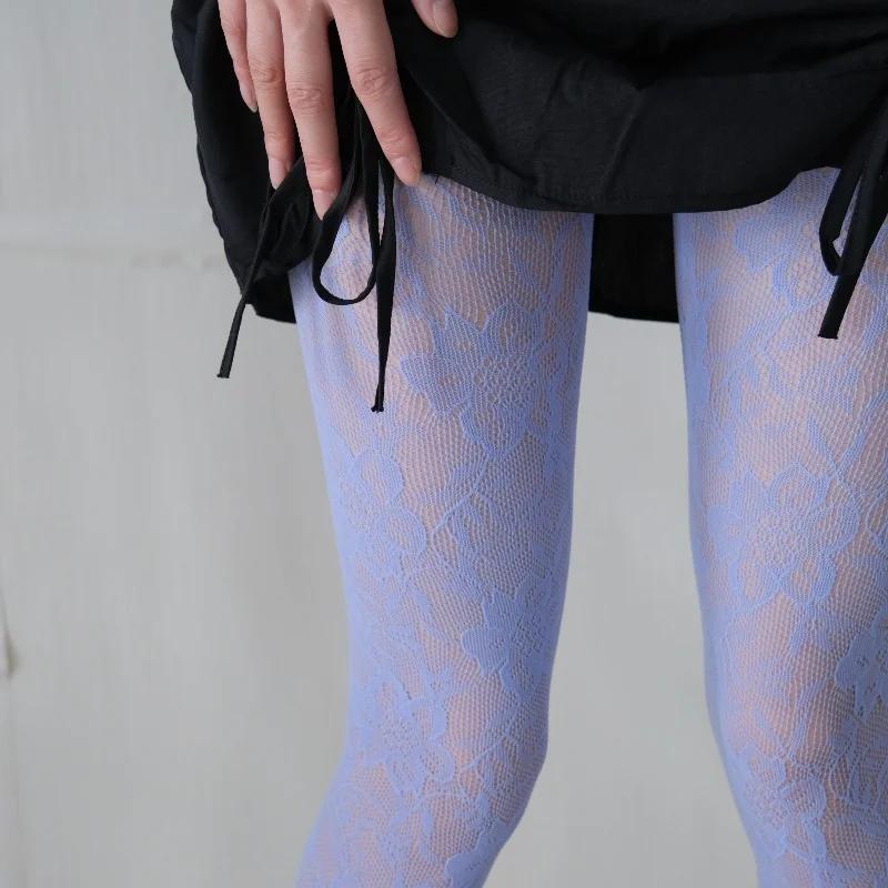 Damen Florale Spitze Strumpfhosen Sommer Netz Sexy Ausgeschnitten Dünn Und Atmungsaktiv Retro Punk Y2K Strumpfhosen Individuelle Fishnet Strümpfe