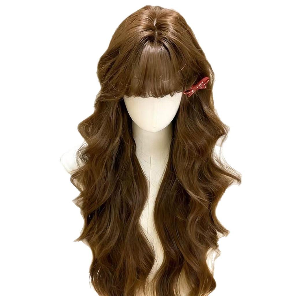 Korean Style Long Curly Ombre Wig for Women - Natural Autumn/Winter Vibe