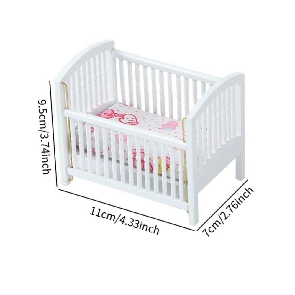1:12 Baby Crib DIY Fitments Dollhouse Furniture Model Dollhouse Baby Bed  Bedroom Model Decor Toy