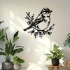 Elegant Black Iron Sparrow Flower Wall Sculpture Outdoor Flying Bird Art Intricate Metal Beak Decor Home Patio Coffee Shop Gift