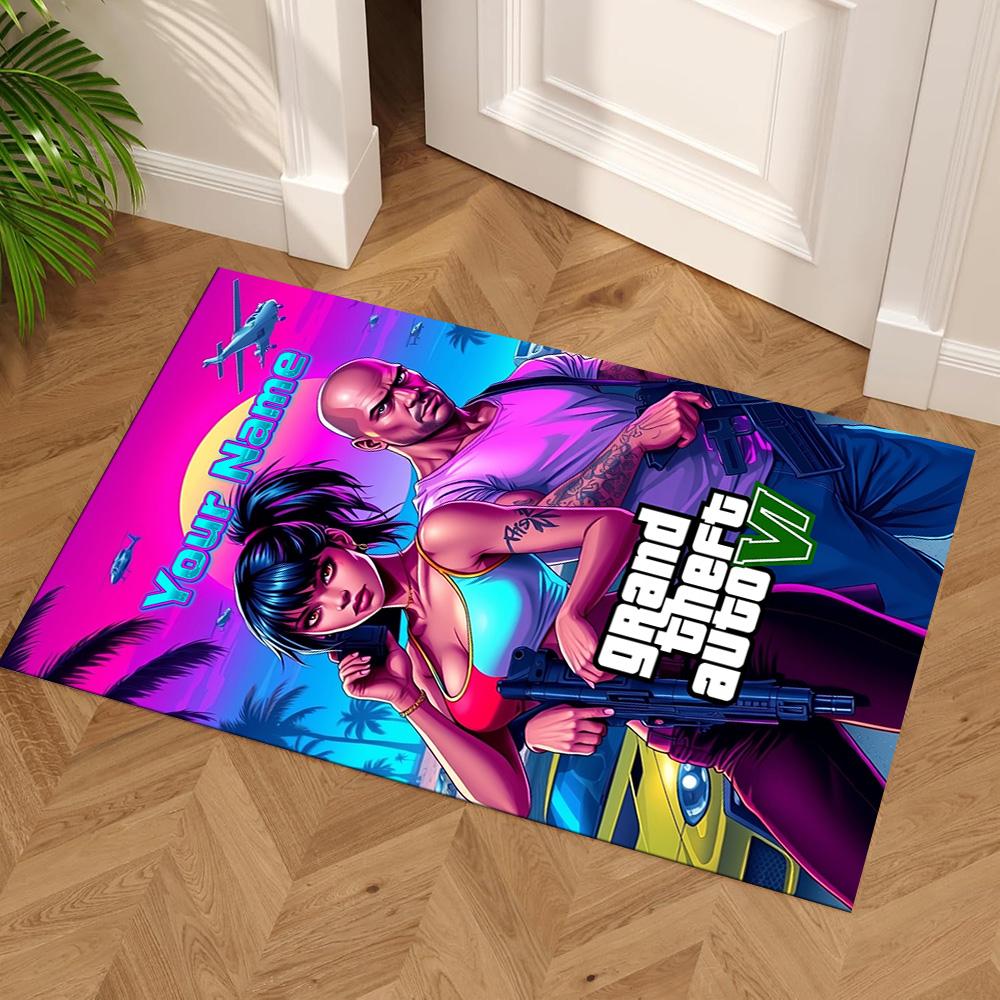 Grand Theft Auto Personalized Name Floor Rug Office Rug Suitable for Balcony Foyer Outdoor Living Rooms Antislip Carpet Office home decor
