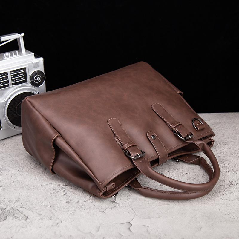 Retro Men's Portable Briefcase Casual Messenger Bag Crazy Horse Leather Men's Bag Horizontal Shoulder Bag
