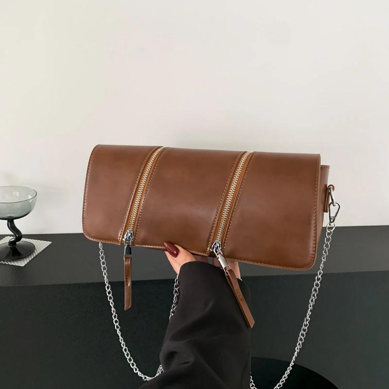 

Мягкая внутренняя сумка через плечо для женщин Hasp сумки PU модные однотонные багетного типа