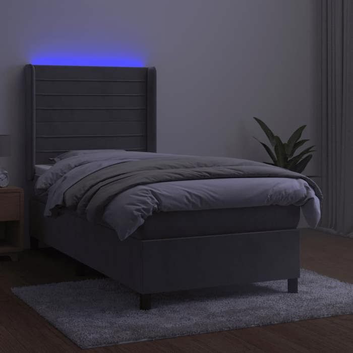 VidaXL Sommier à Lattes de Lit avec Matelas et LED, Lit Rembourré, Lit Simple, Lit Adulte de Chambre à Coucher Intérieur, 3139589