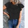 Dames Lente/Zomer Nieuw Kant Ruche Ronde Hals Los Uitgesneden T-shirt Top