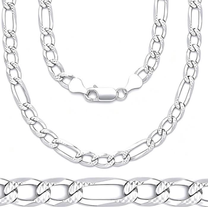 Men's 6mm Patterned Stainless Steel Cuban Figaro Chain Necklace