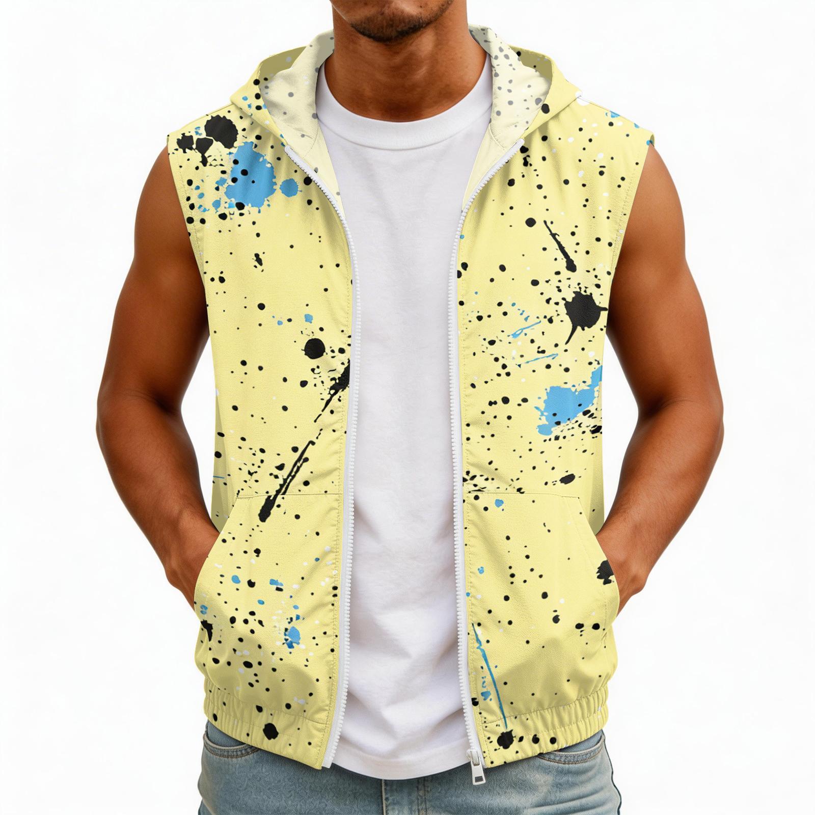 

Men s Color Sleeveless Hooded Sun Top With Pockets XL жовтий