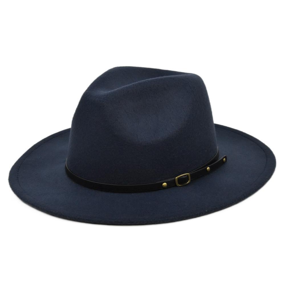 Retro Plush Jazz Multi Color Flat Big Brimmed Hat With Fashionable Personality