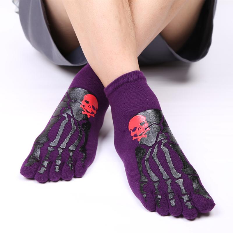 Creative Cotton Men's Five Finger Socks Soft Cotton Horror Skull Hand Claw Prints Summer Toe Socks Outdoor Sports Running Socks