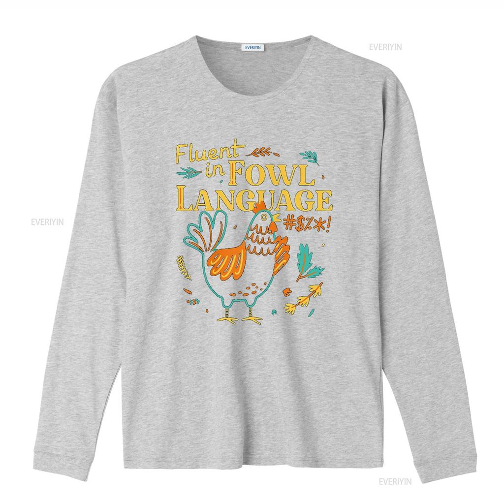 Vivay Fluent In Fowl Language Funny Novelty Chicken Lover T Shirt for Women s vintage Washed fashion streetwear Breathable