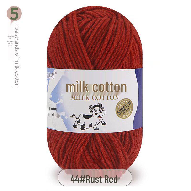 Five-Strand Milk Cotton Yarn for Crochet: Medium-Thick, Hand-Knitted DIY Kit for Dolls, Shoes, Scarves.