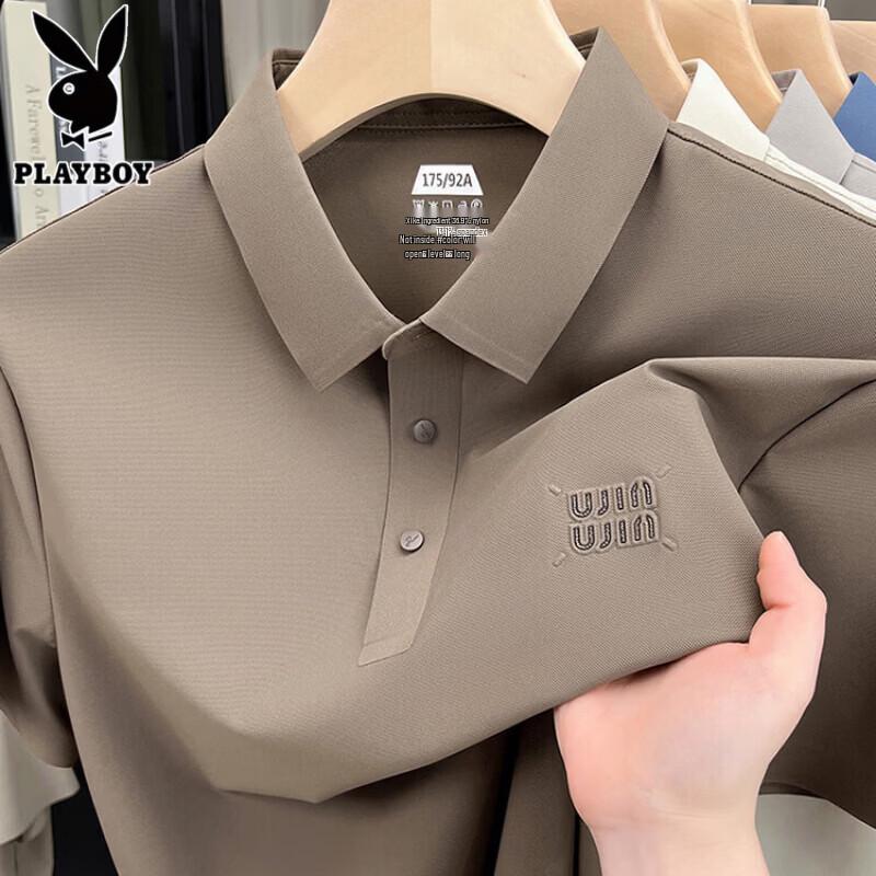 PLAYBOY Men's Ice Silk Short Sleeve Polo Shirt