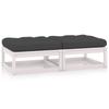 Garden Footrest with Cushions Set of 2 Solid Pine Wood