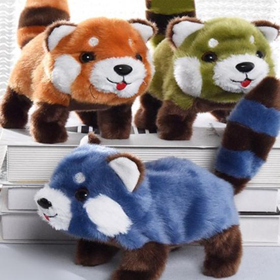 Electric Plush Red Panda Toy Interactive Walking Tail Wagging Raccoon Doll Handmade Toddlers Educational Simulation Stuffed Animal Toy