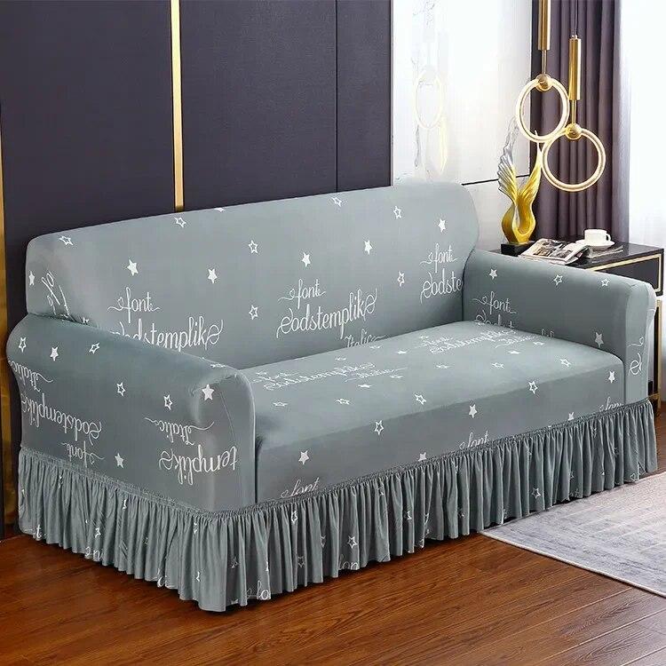 Pletené elastické potahy na pohovku s potiskem do obývacího pokoje se sukní Natahovací křeslo Pohovka Potah na rohy 1/2/3/4 sedadel