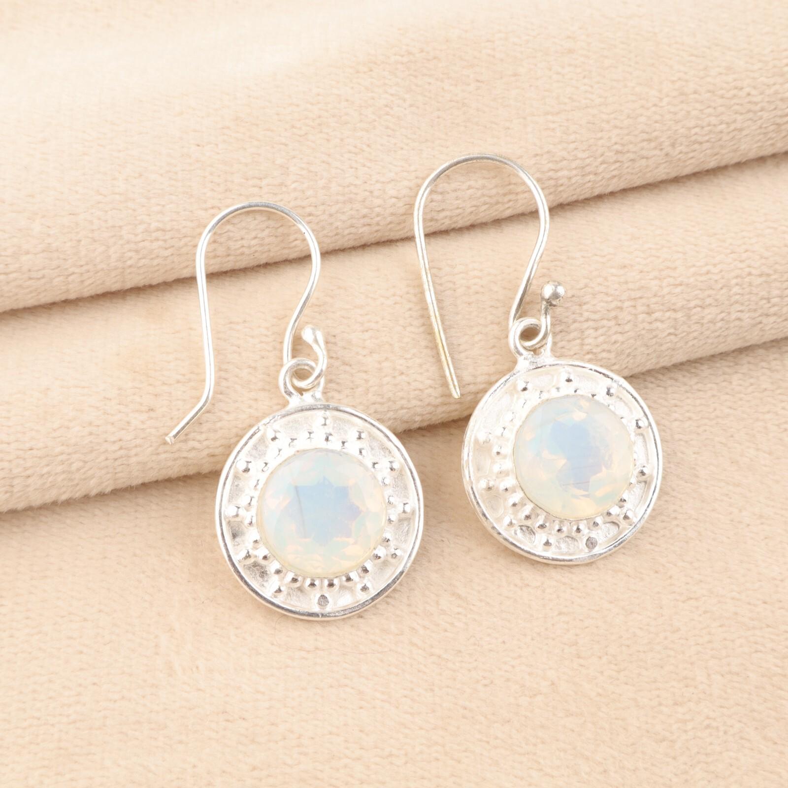 

Настоящий молочный опал, ручная работа, серьги из стерлингового серебра 925 пробы для девочки, 1,5 дюйма EE-153-16