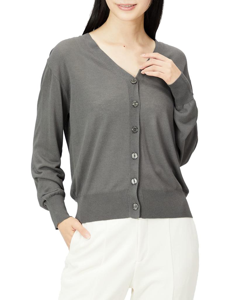 Natural Beauty Basics Boxy Sheer Cardigan Charcoal Women's Sweater,