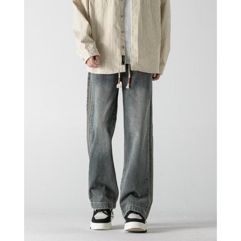 Мужские прямые джинсы JYL Новые Американский Хай-стрит Стирка Повседневные Весенние Джинсовые Брюки 2XL базар