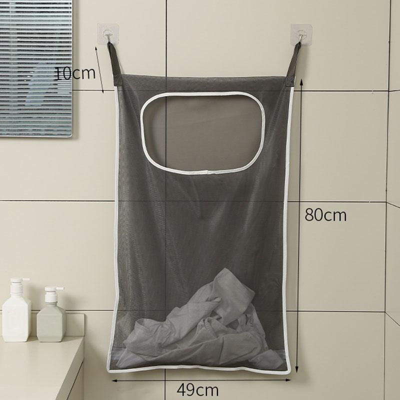 Over-the-Door Hanging Laundry Basket Wall-mounted Dirty Clothes Storage Organizer for Bathroom Toy Storage
