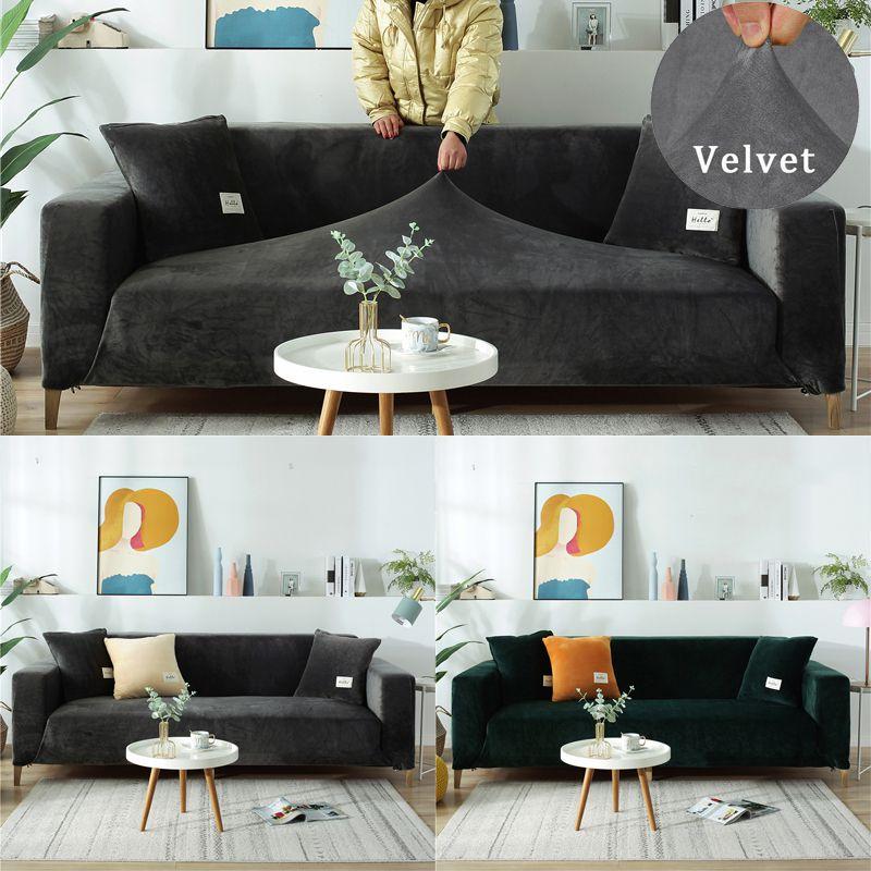 Premium Samt Elastischer Sofabezug Für 1-3 Sitzer Universal Und Weicher Schutz